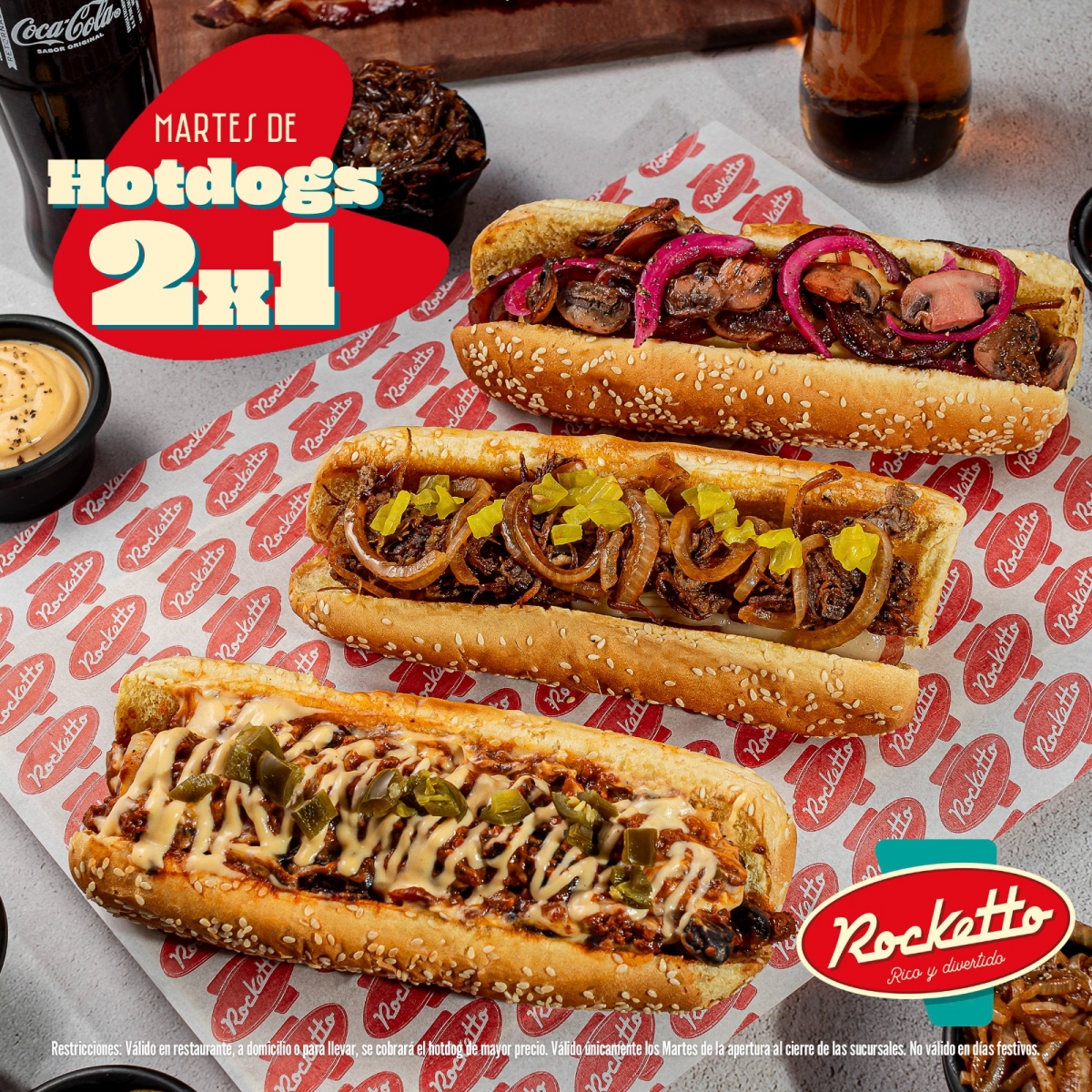 ¡Martes de Hotdogs al 2x1!
